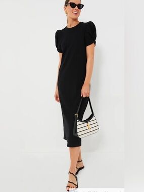 Tuckernuck Pomander Place Vesty Midi Dress Puff Sleeves Black XXL $128